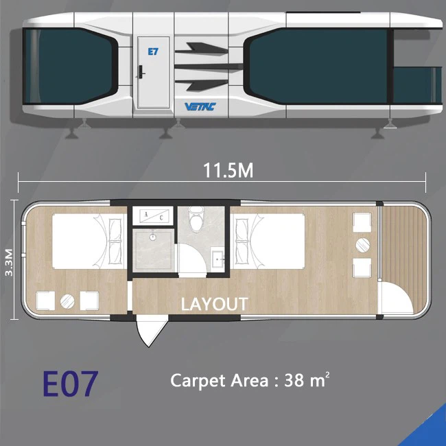 Prefabricated hotel outdoor capsule cabin room with toilet (4)